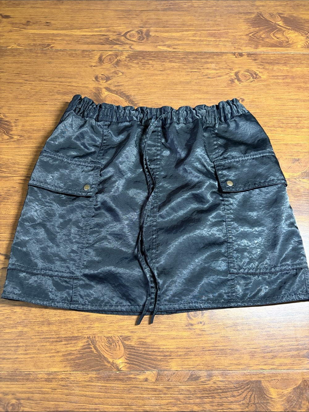 Express Black Drawstring Pocket Mini Skirt